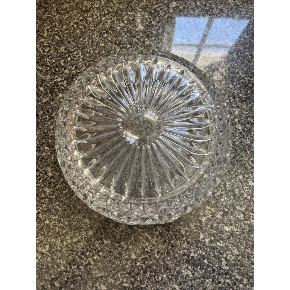 Vintage Cut Glass Bowl w/Silver Plated Rim Marked Germany  8.25